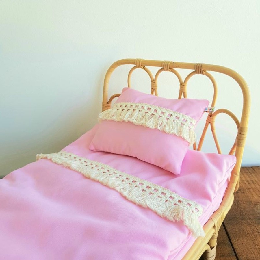 Dolls Poppie Toys | Poppie Toys - Poppie Duvet And Pillow Set With Fringe - Pink