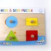 Puzzles Beleduc | Beleduc - Knob Puzzle - Wild Animal Hide & Seek Shapes