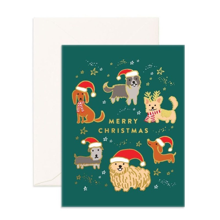 Birthday Party Supplies Fox & Fallow | Fox & Fallow - Christmas Dogs Foil - Greeting Card