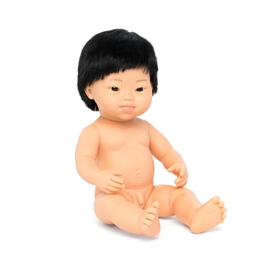 Dolls Miniland Dolls | Miniland Dolls - Anatomically Correct Baby Asian Boy With Down Syndrome, 38 Cm - 31235