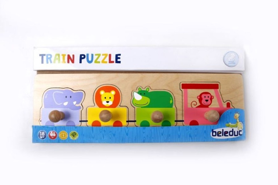 Puzzles Beleduc | Beleduc - Knob Puzzle - Wild Animal Train