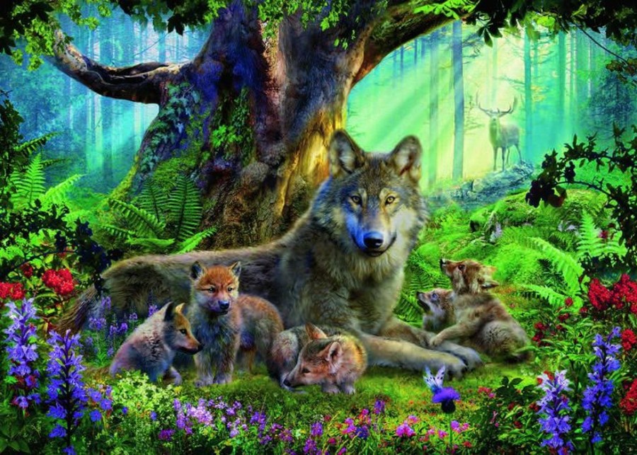 Puzzles Ravensburger | Ravensburger Puzzle - Wolves In The Forest - 1000Pc