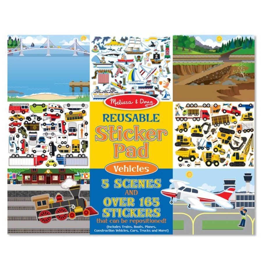 Arts & Crafts Melissa and Doug | Melissa & Doug - Reusable Sticker Pad - Vehicles - 4199