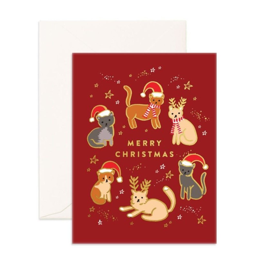 Birthday Party Supplies Fox & Fallow | Fox & Fallow - Christmas Cats Foil - Greeting Card