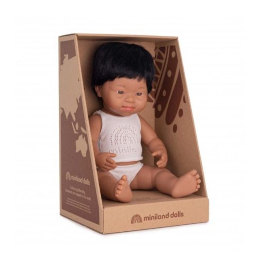 Dolls Miniland Dolls | Miniland Dolls - Anatomically Correct Baby Latino Boy With Down Syndrome, 38 Cm Boxed