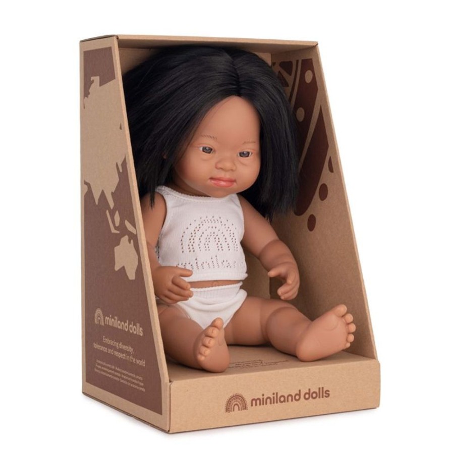 Dolls Miniland Dolls | Miniland Dolls - Anatomically Correct Baby Latino Girl With Down Syndrome, 38 Cm Boxed