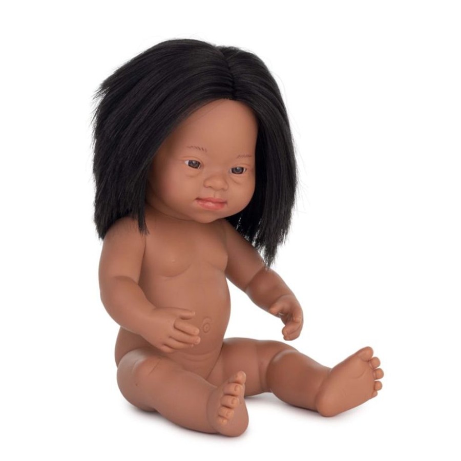 Dolls Miniland Dolls | Miniland Dolls - Anatomically Correct Baby Latino Girl With Down Syndrome, 38 Cm - 31238