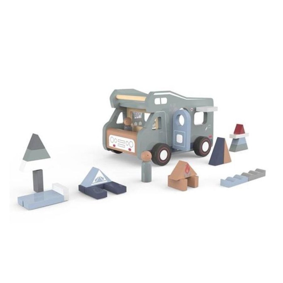 Construction Toys Everearth | Everearth - Camping Van With Blocks